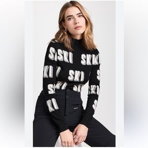 Perfect moment authentic 3D ski sweater black  lightweight knit 100% wool XL NWT